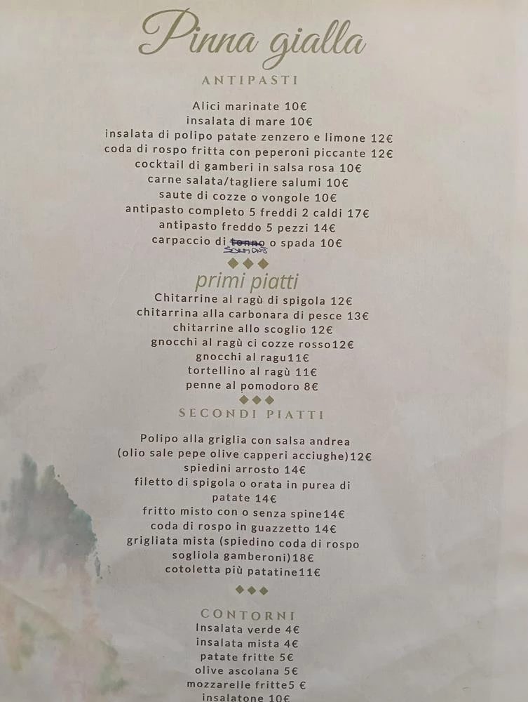 RISTORANTE PIZZERIA PINNA GIALLA - RISTORANTE SPECIALITA' PESCE FRESCO DAVANTI AL MARE